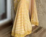 Stripes georgette designer saree with stitched blouse / silk saree with readymade blouse / stripes saree USA / saree blouse set / silk saree