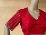 pure silk hand embroidery blouse / saree maggam red blouse / raw silk zardosi blouse / hand embroidered blouse / ready made blouse zardosi/