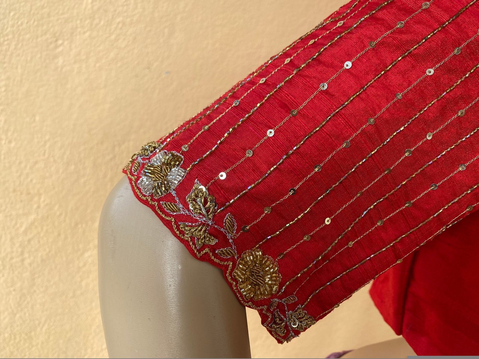 pure silk hand embroidery blouse / saree maggam red blouse / raw silk zardosi blouse / hand embroidered blouse / ready made blouse zardosi/