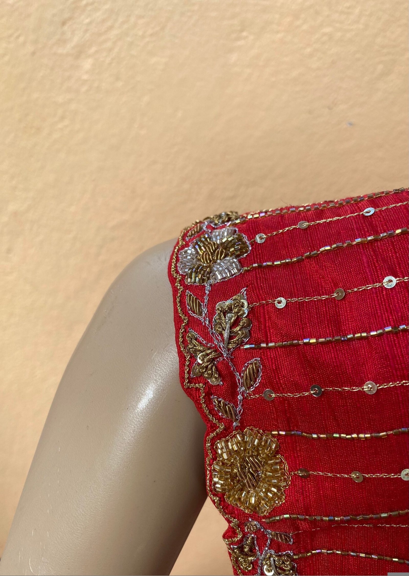 pure silk hand embroidery blouse / saree maggam red blouse / raw silk zardosi blouse / hand embroidered blouse / ready made blouse zardosi/