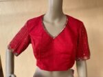 pure silk hand embroidery blouse / saree maggam red blouse / raw silk zardosi blouse / hand embroidered blouse / ready made blouse zardosi/