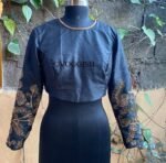 pure silk hand embroidery blouse / black maggam blouse / raw silk zardosi blouse / hand embroidered blouse / ready made blouse zardosi/