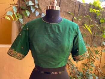 pure silk hand embroidery blouse /  saree maggam blouse / raw silk zardosi blouse / hand embroidered blouse / ready made blouse zardosi/