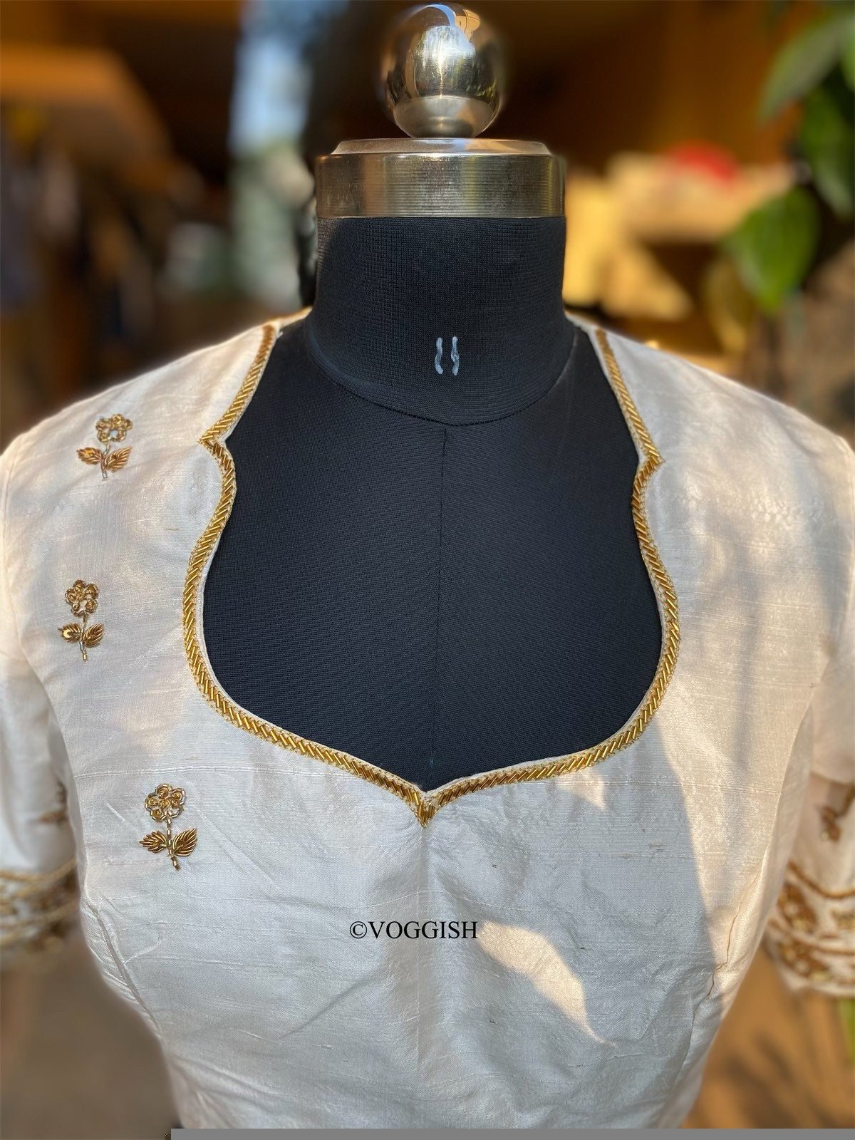 pure silk hand embroidery blouse / cream maggam blouse / raw silk zardosi blouse / hand embroidered blouse / designer ready made blouse