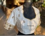 pure silk hand embroidery blouse / cream maggam blouse / raw silk zardosi blouse / hand embroidered blouse / designer ready made blouse
