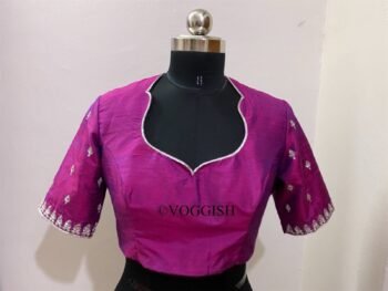 pure silk hand embroidery blouse /  saree maggam blouse / raw silk zardosi blouse / hand embroidered blouse / ready made blouse zardosi/