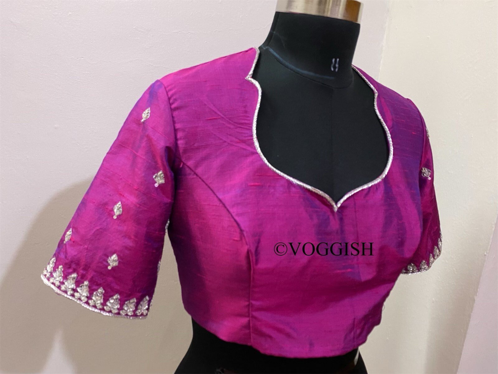 pure silk hand embroidery blouse / saree maggam blouse / raw silk zardosi blouse / hand embroidered blouse / ready made blouse zardosi/
