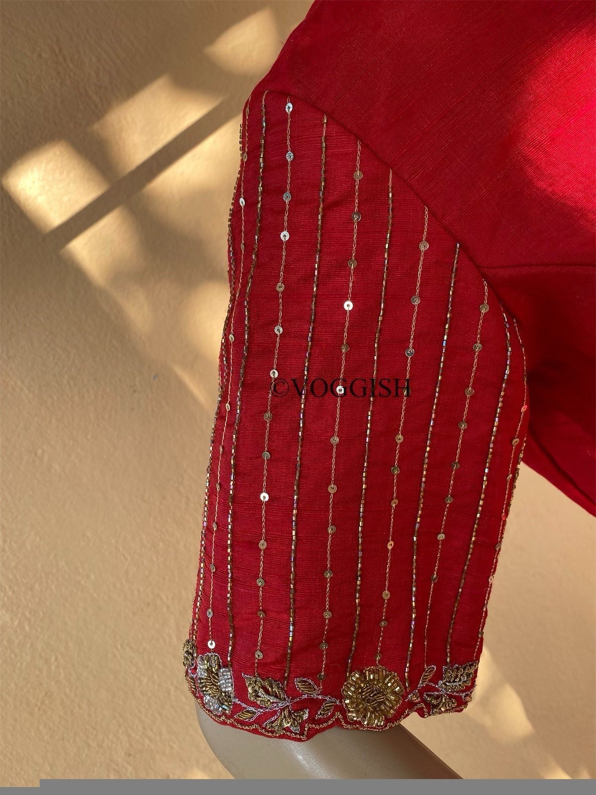 pure silk hand embroidery blouse / saree maggam red blouse / raw silk zardosi blouse / hand embroidered blouse / ready made blouse zardosi/
