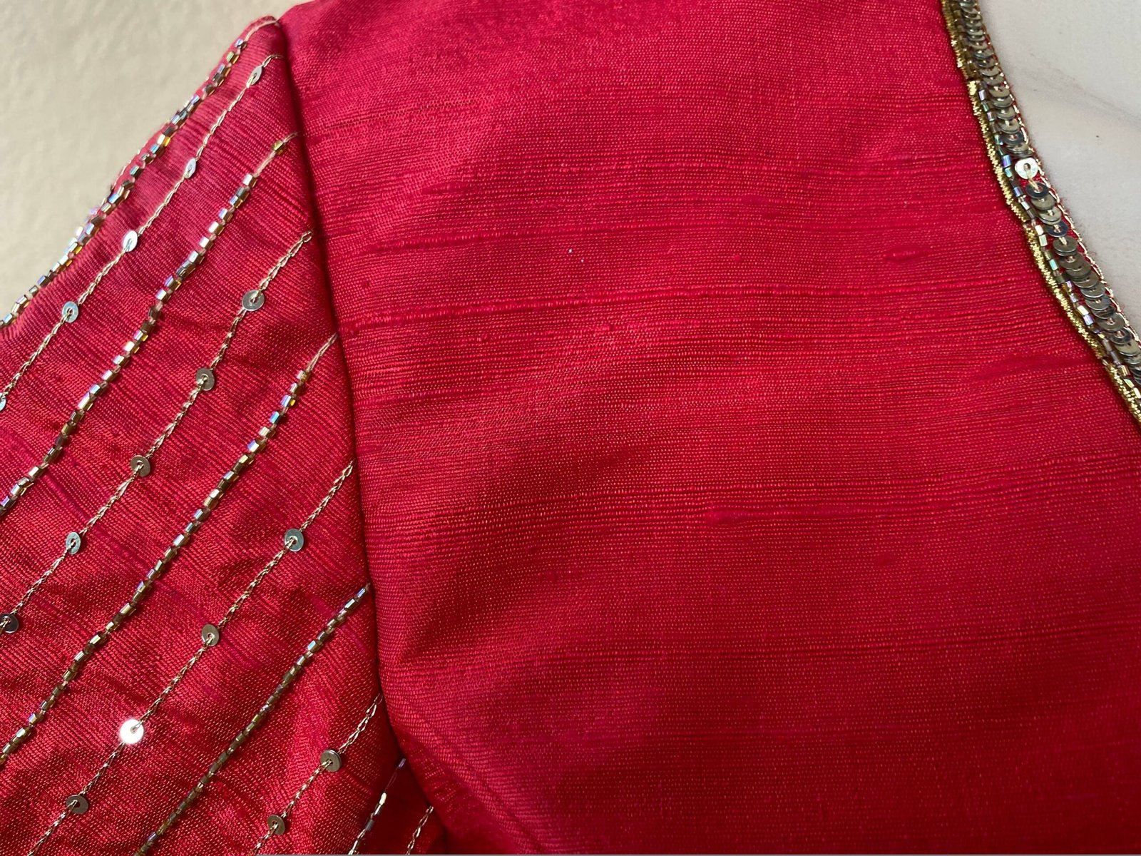 pure silk hand embroidery blouse / saree maggam red blouse / raw silk zardosi blouse / hand embroidered blouse / ready made blouse zardosi/