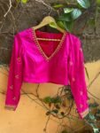pure silk hand embroidery blouse / pink maggam blouse / silk zardosi blouse / hand embroidered blouse / ready made blouse zardosi/ pink