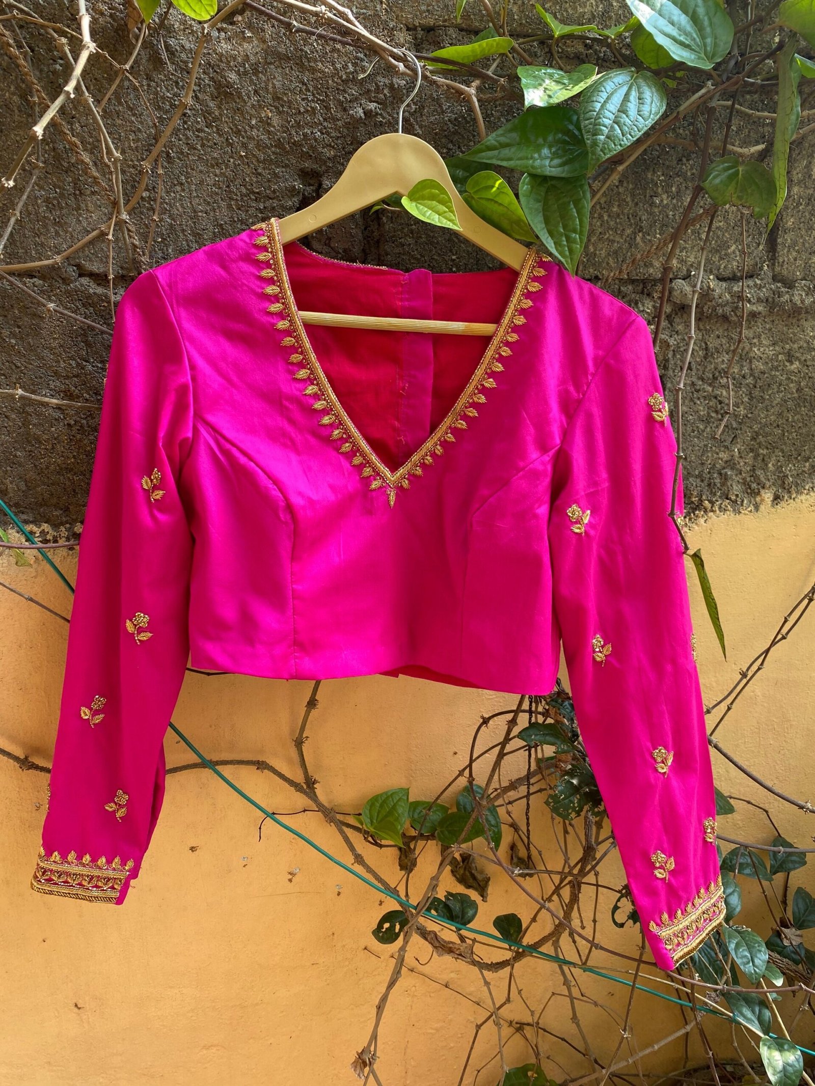 pure silk hand embroidery blouse / pink maggam blouse / silk zardosi blouse / hand embroidered blouse / ready made blouse zardosi/ pink