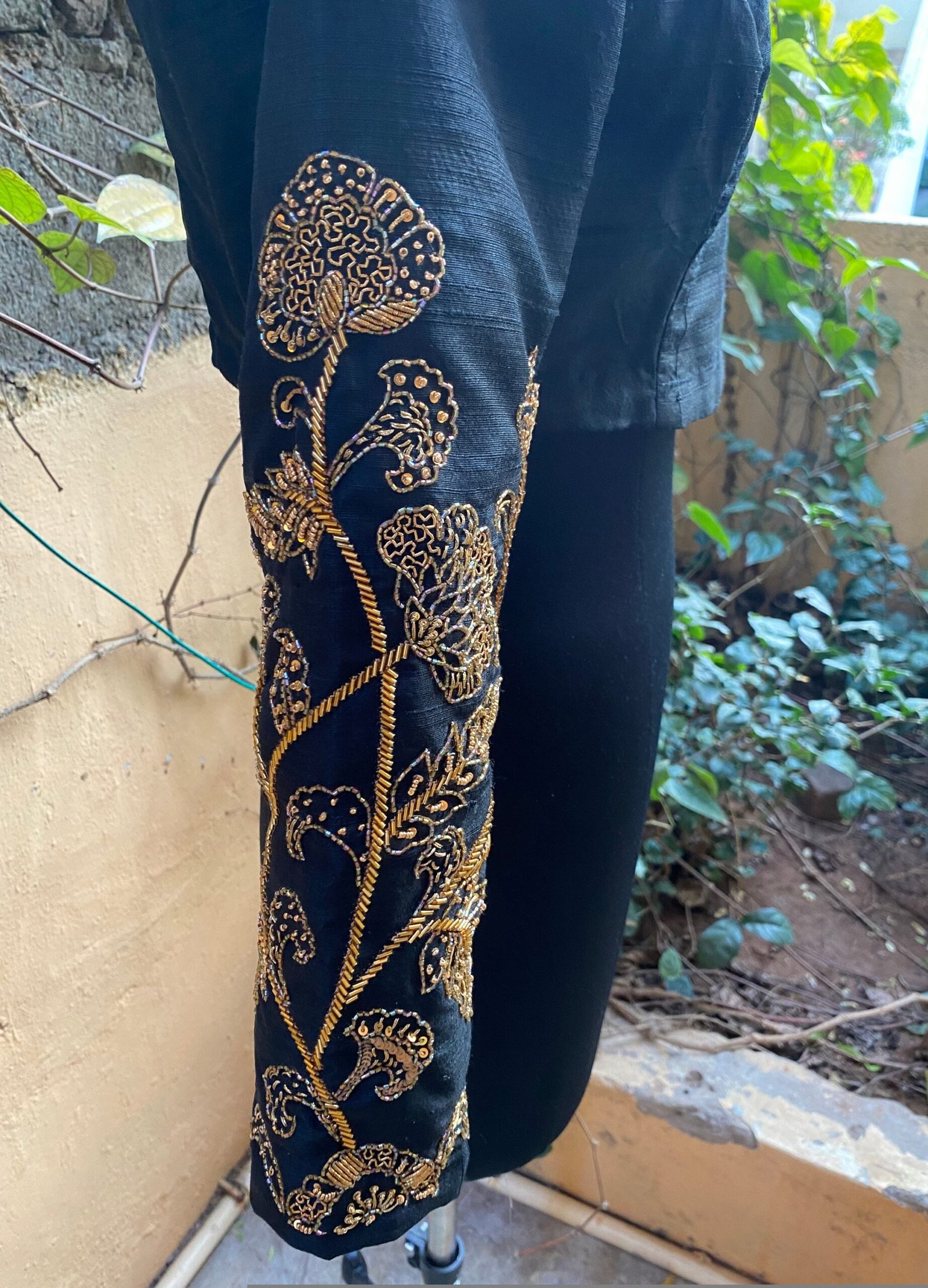 pure silk hand embroidery blouse / black maggam blouse / raw silk zardosi blouse / hand embroidered blouse / ready made blouse zardosi/