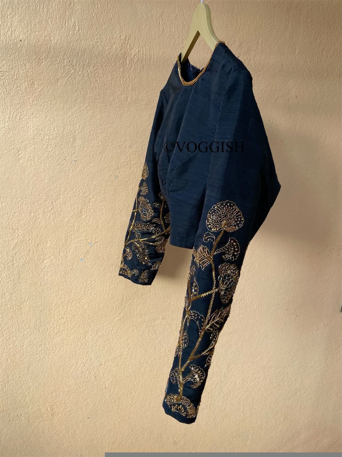pure silk hand embroidery blouse / black maggam blouse / raw silk zardosi blouse / hand embroidered blouse / ready made blouse zardosi/