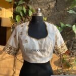 pure silk hand embroidery blouse / cream maggam blouse / raw silk zardosi blouse / hand embroidered blouse / designer ready made blouse