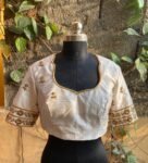 pure silk hand embroidery blouse / cream maggam blouse / raw silk zardosi blouse / hand embroidered blouse / designer ready made blouse
