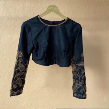 pure silk hand embroidery blouse /  black maggam blouse / raw silk zardosi blouse / hand embroidered blouse / ready made blouse zardosi/