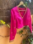 pure silk hand embroidery blouse / pink maggam blouse / silk zardosi blouse / hand embroidered blouse / ready made blouse zardosi/ pink