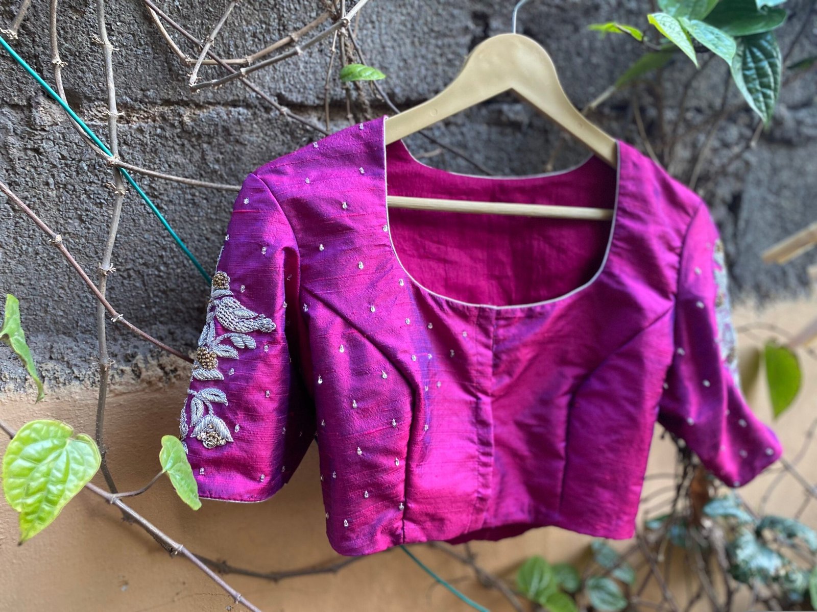 pure silk hand embroidery blouse / saree maggam blouse / purple zardosi blouse / hand embroidered blouse / pink ready made blouse zardosi