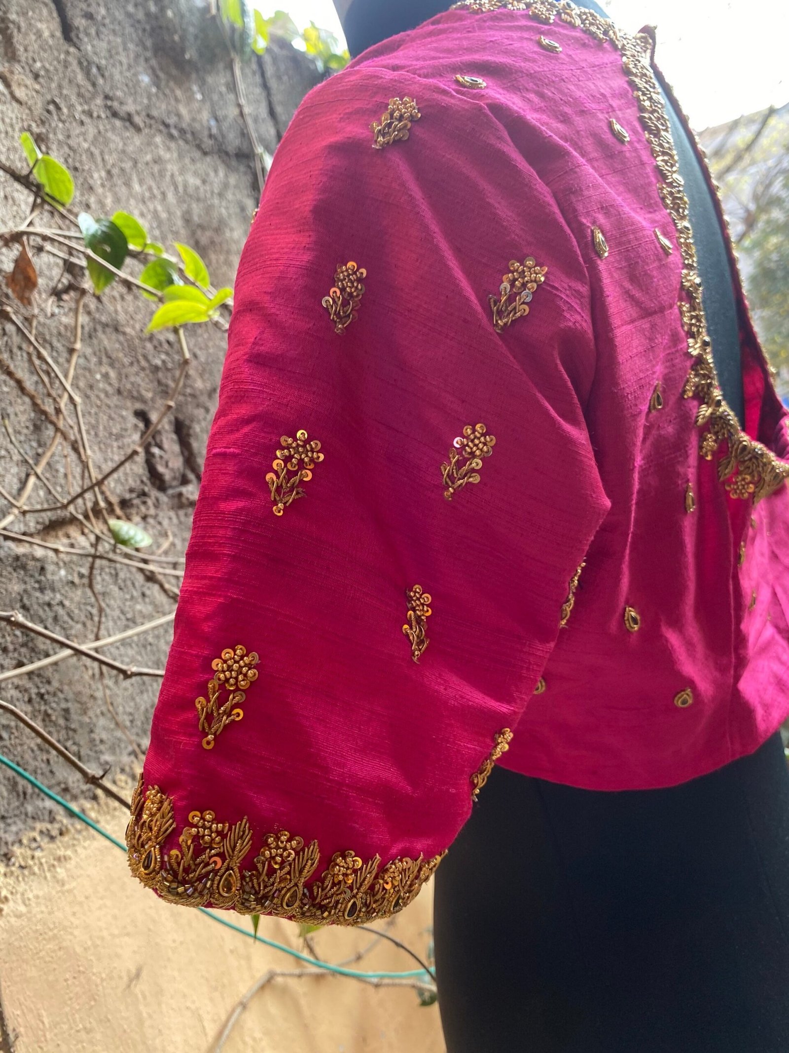pure silk hand embroidery blouse / saree maggam blouse / raw silk zardosi blouse / hand embroidered blouse / ready made blouse zardosi/