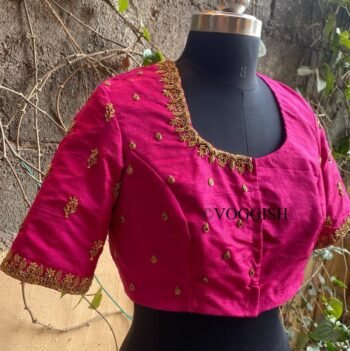 pure silk hand embroidery blouse /  saree maggam blouse / raw silk zardosi blouse / hand embroidered blouse / ready made blouse zardosi/