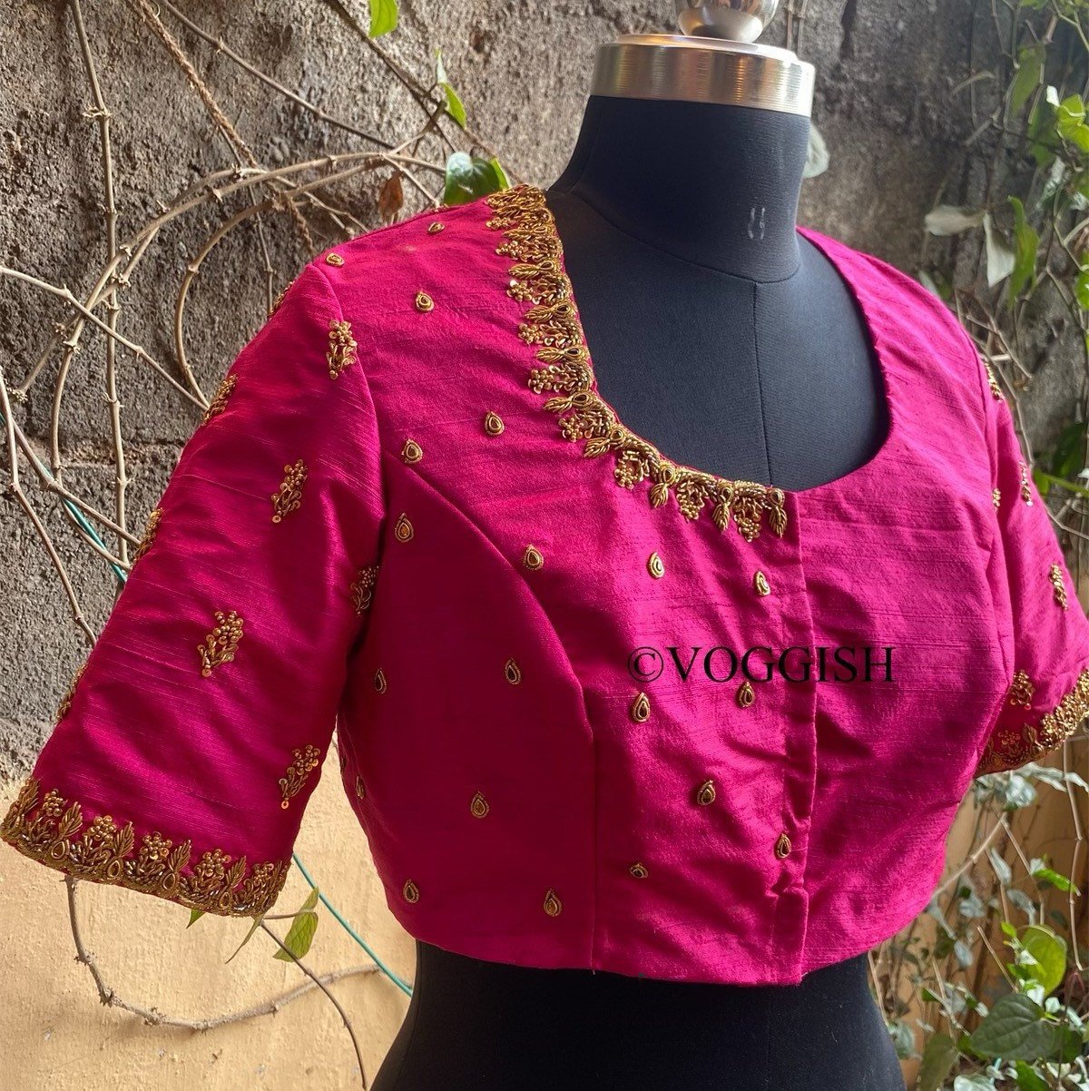 pure silk hand embroidery blouse / saree maggam blouse / raw silk zardosi blouse / hand embroidered blouse / ready made blouse zardosi/