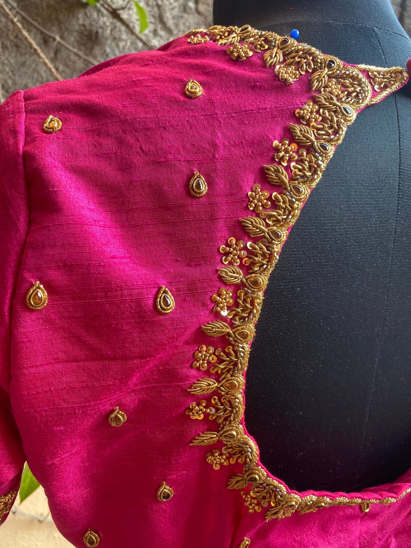 pure silk hand embroidery blouse / saree maggam blouse / raw silk zardosi blouse / hand embroidered blouse / ready made blouse zardosi/