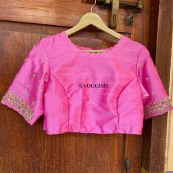 pure silk hand embroidery blouse /  pinksaree maggam blouse / raw silk zardosi blouse / hand embroidered blouse / ready made blouse zardosi/
