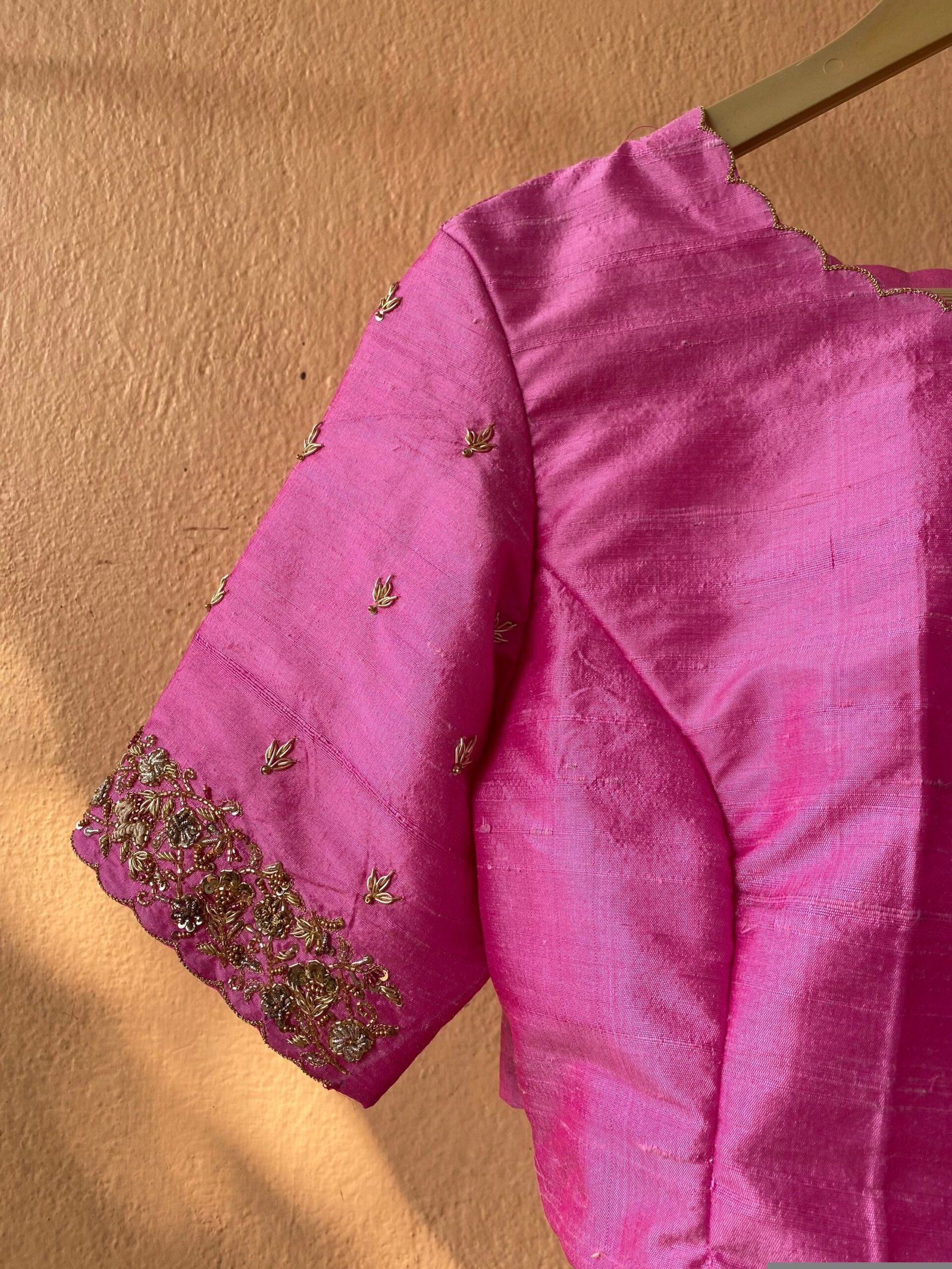 pure silk hand embroidery blouse / pinksaree maggam blouse / raw silk zardosi blouse / hand embroidered blouse / ready made blouse zardosi/