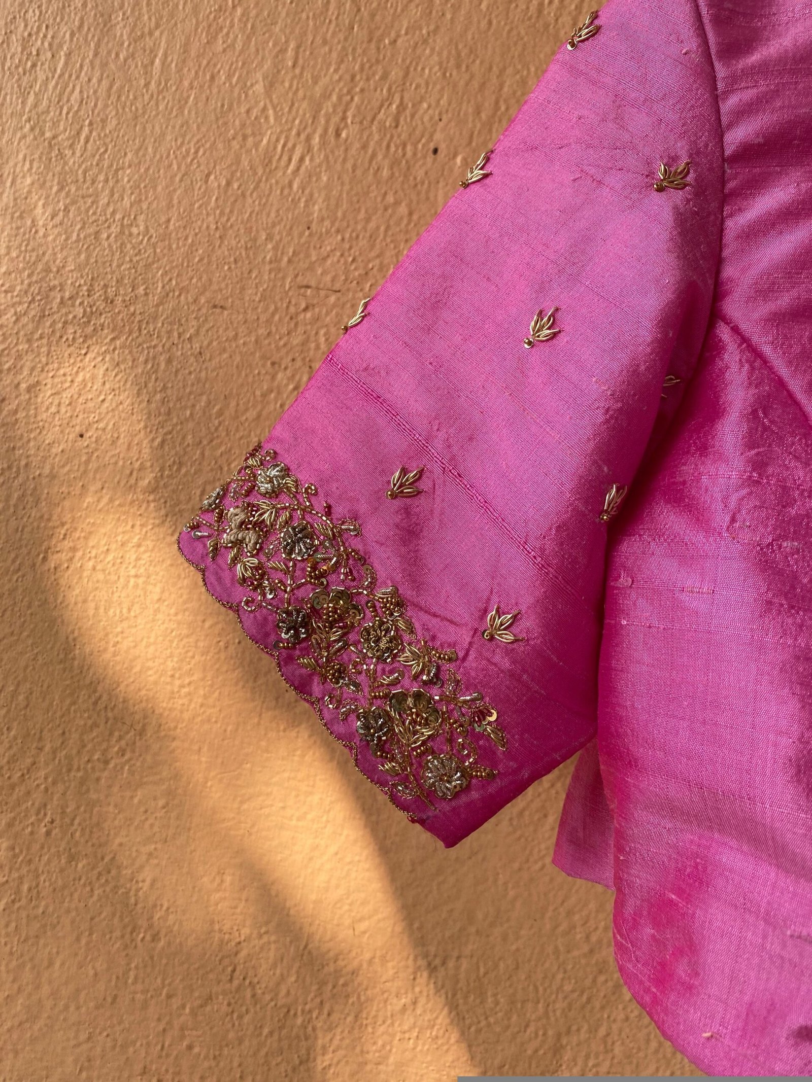 pure silk hand embroidery blouse / pinksaree maggam blouse / raw silk zardosi blouse / hand embroidered blouse / ready made blouse zardosi/
