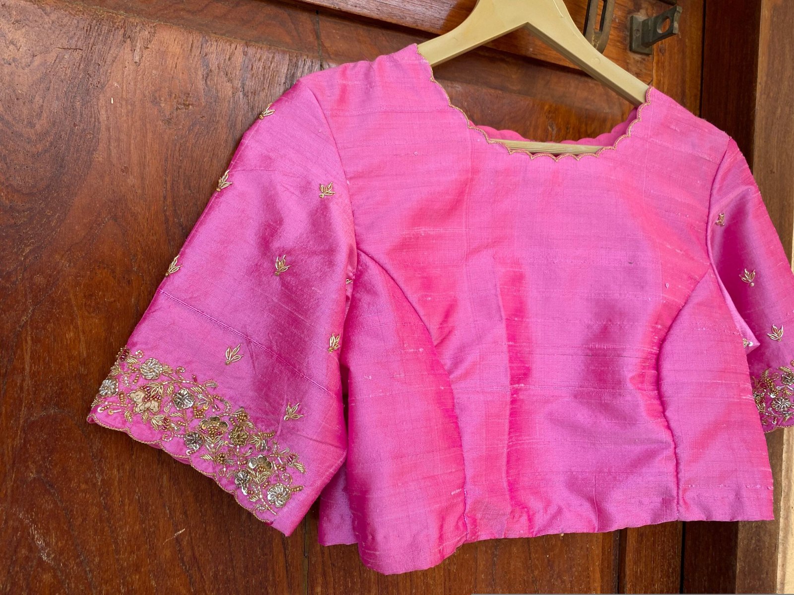pure silk hand embroidery blouse / pinksaree maggam blouse / raw silk zardosi blouse / hand embroidered blouse / ready made blouse zardosi/