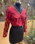 pure silk hand embroidery blouse /  red maggam blouse / raw silk zardosi blouse / hand embroidered blouse / ready made blouse zardosi/