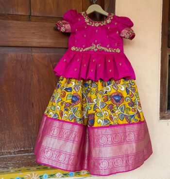 Kids kalamkari lehenga set / kids indian skirt set/ indian kids langa set / Girls indian lehenga choli / indian kids pavada