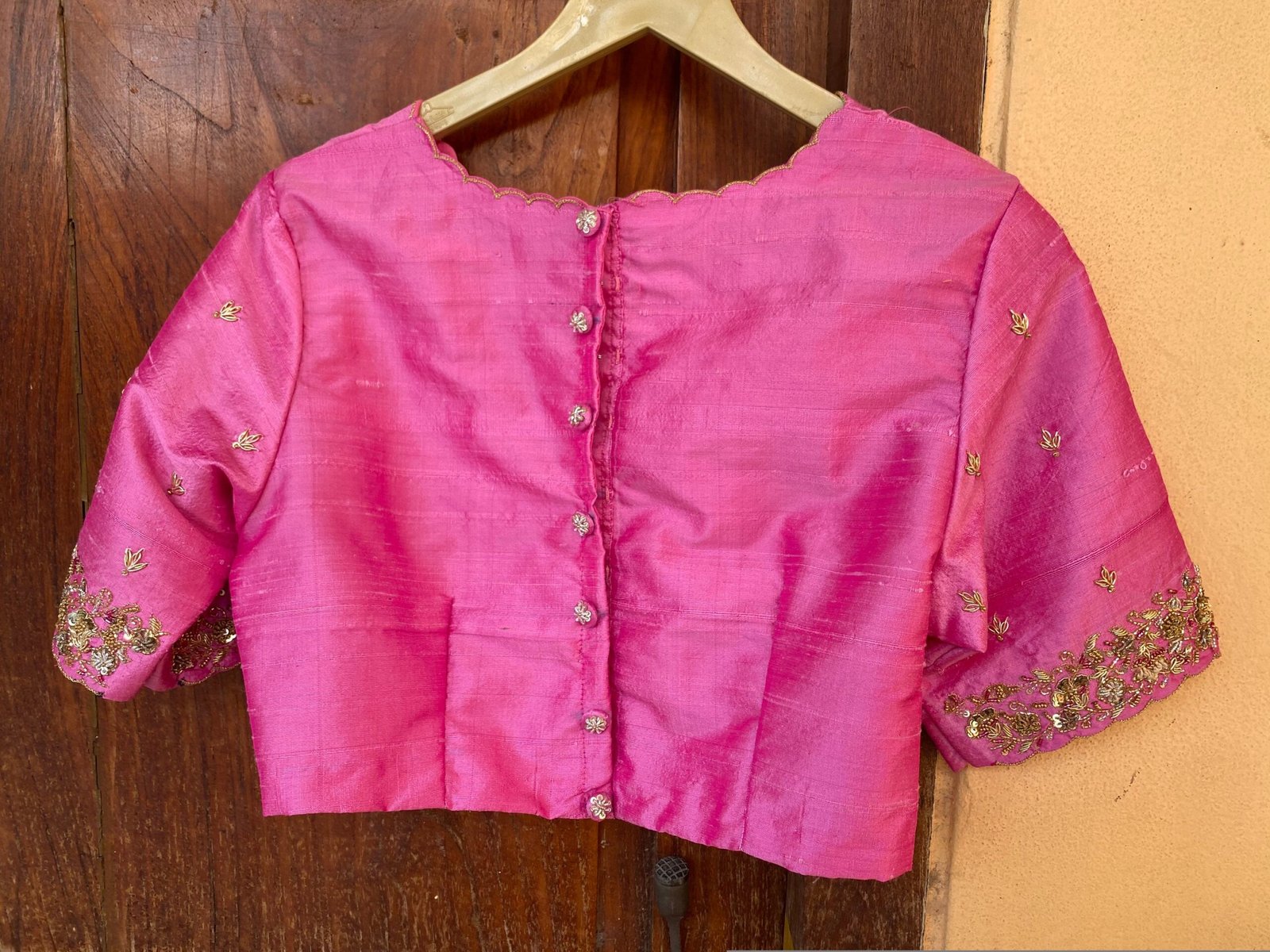 pure silk hand embroidery blouse / pinksaree maggam blouse / raw silk zardosi blouse / hand embroidered blouse / ready made blouse zardosi/