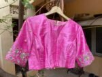pure silk hand embroidery blouse /  pink maggam blouse / raw silk zardosi blouse / hand embroidered blouse / ready made blouse zardosi/