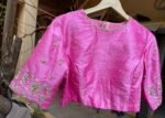 pure silk hand embroidery blouse /  pink maggam blouse / raw silk zardosi blouse / hand embroidered blouse / ready made blouse zardosi/