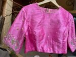 pure silk hand embroidery blouse /  pink maggam blouse / raw silk zardosi blouse / hand embroidered blouse / ready made blouse zardosi/