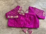 pure silk hand embroidery blouse /  saree maggam blouse / purple zardosi blouse / hand embroidered blouse / pink ready made blouse zardosi