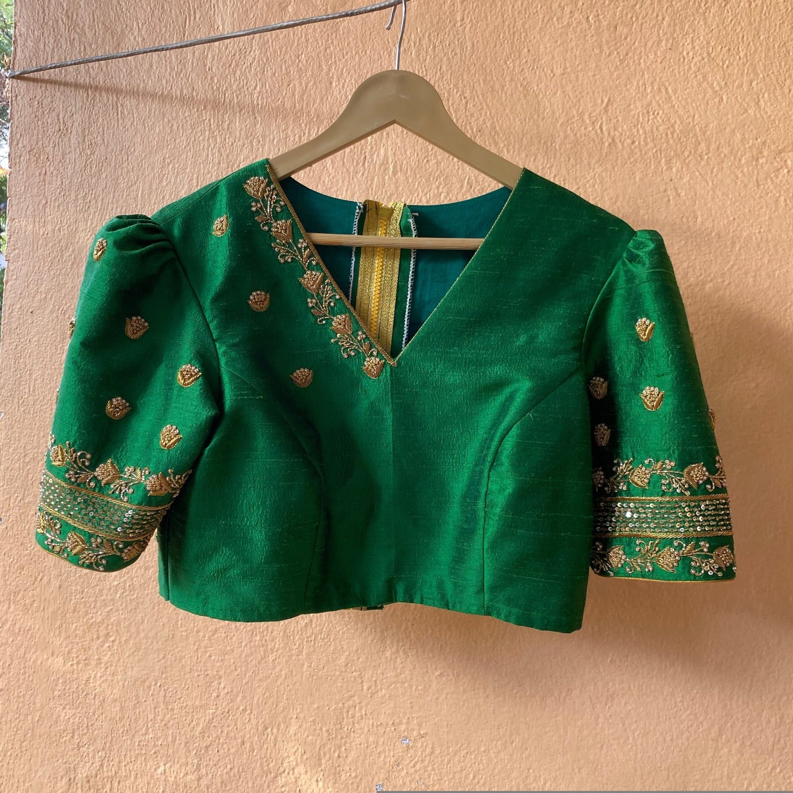 pure silk hand embroidery blouse / saree maggam blouse / raw silk zardosi blouse / hand embroidered blouse / ready made blouse zardosi/