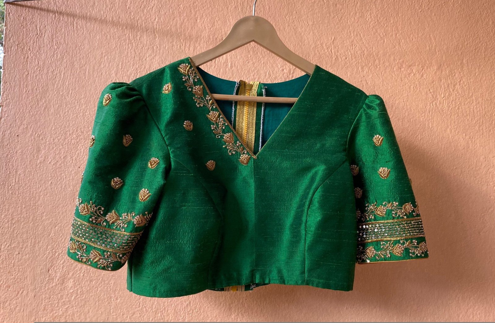 pure silk hand embroidery blouse / saree maggam blouse / raw silk zardosi blouse / hand embroidered blouse / ready made blouse zardosi/