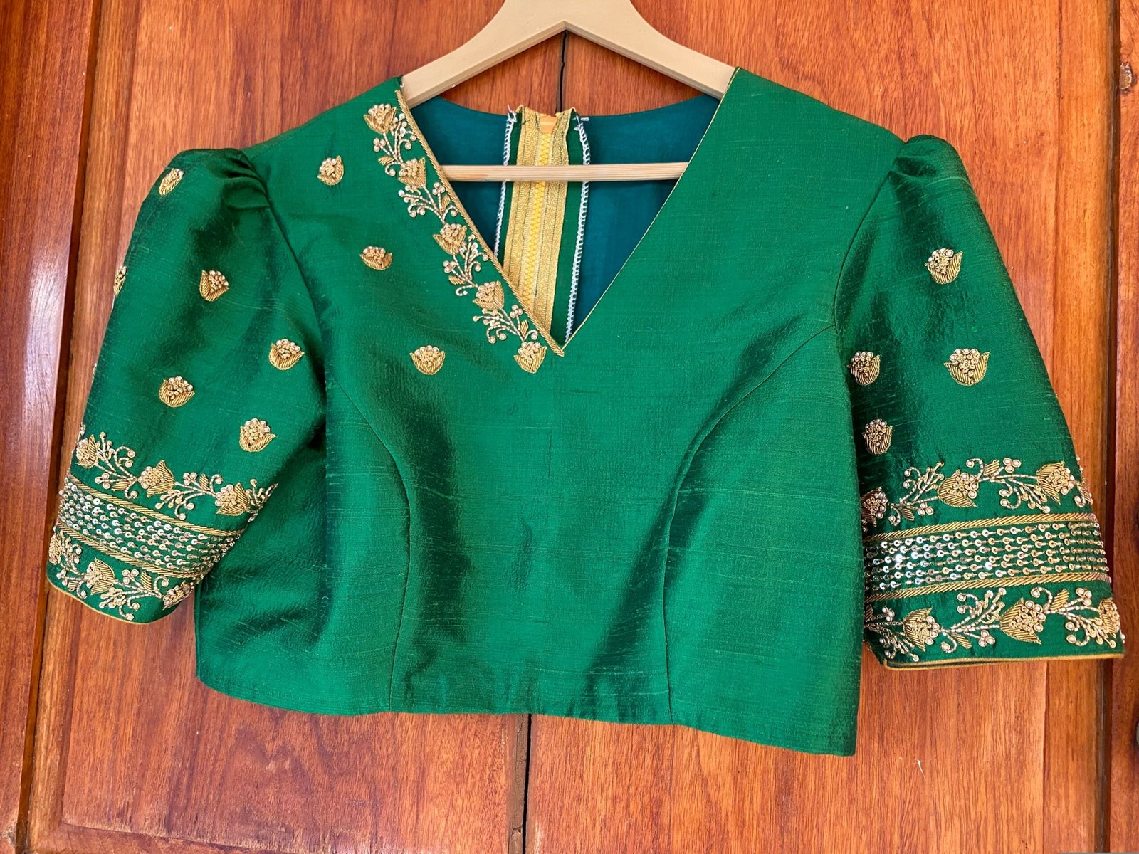 pure silk hand embroidery blouse / saree maggam blouse / raw silk zardosi blouse / hand embroidered blouse / ready made blouse zardosi/