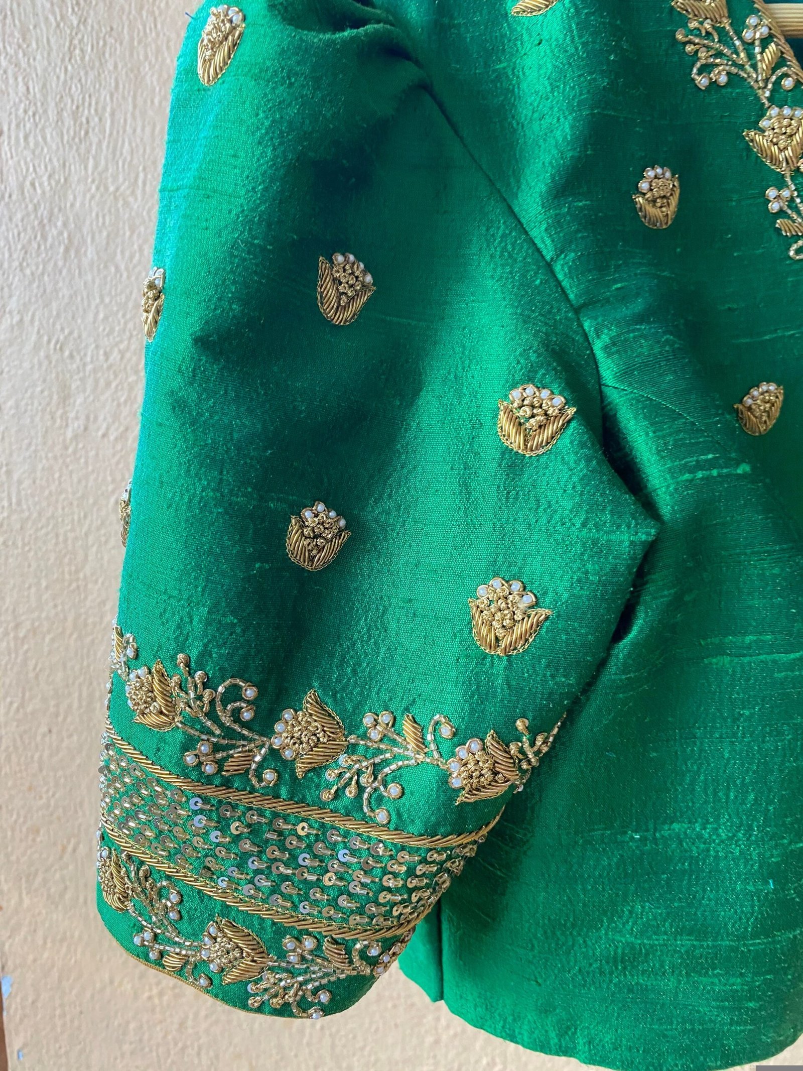 pure silk hand embroidery blouse / saree maggam blouse / raw silk zardosi blouse / hand embroidered blouse / ready made blouse zardosi/