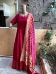 Hand embroidered Anarkali with banarasi handloom dupatta / anarkali suit set / anarkali dupatta USA / Indian dresses/ voggish USA