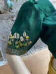 Stripes Saree with blouse/ crepe saree embroidery blouse / modern saree USA / stripes designer saree / cocktail saree/ modern saree blouse