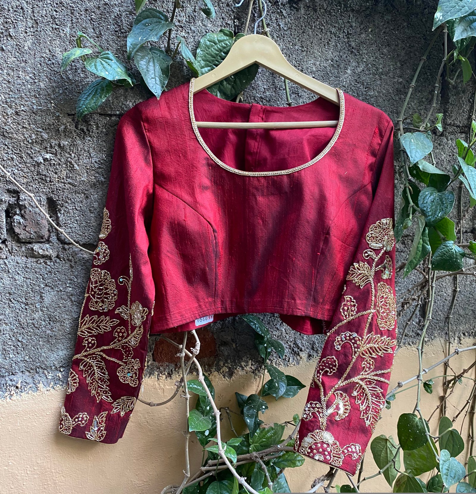 pure silk hand embroidery blouse / red maggam blouse / raw silk zardosi blouse / hand embroidered blouse / ready made blouse zardosi/
