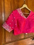 pure silk hand embroidery blouse / pink maggam blouse / silk zardosi blouse / hand embroidered blouse / ready made blouse zardosi/ pink