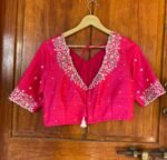 pure silk hand embroidery blouse / pink maggam blouse / silk zardosi blouse / hand embroidered blouse / ready made blouse zardosi/ pink