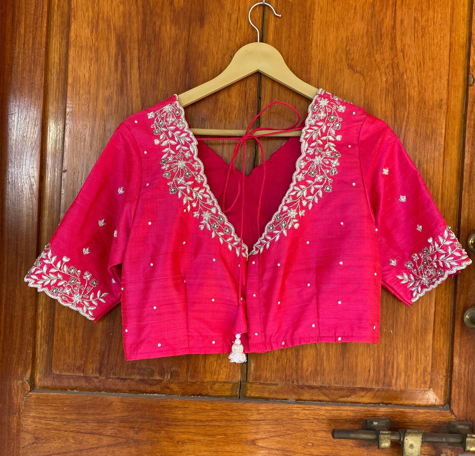 pure silk hand embroidery blouse / pink maggam blouse / silk zardosi blouse / hand embroidered blouse / ready made blouse zardosi/ pink