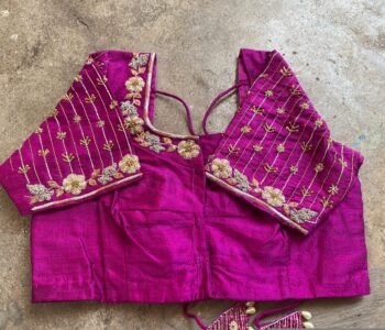 pure silk hand embroidery blouse /  saree maggam blouse / purple zardosi blouse / hand embroidered blouse / pink ready made blouse zardosi