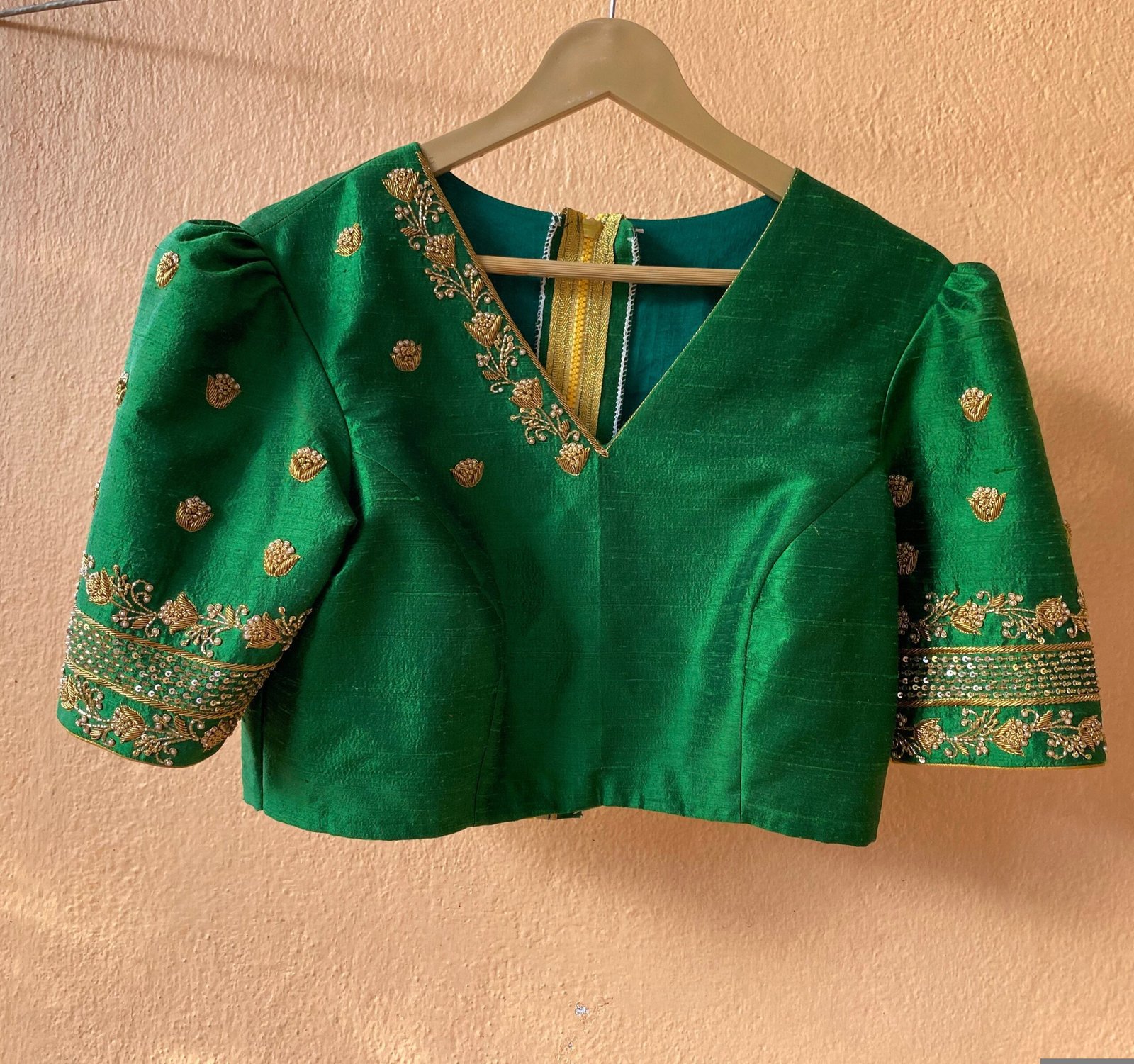 pure silk hand embroidery blouse / saree maggam blouse / raw silk zardosi blouse / hand embroidered blouse / ready made blouse zardosi/