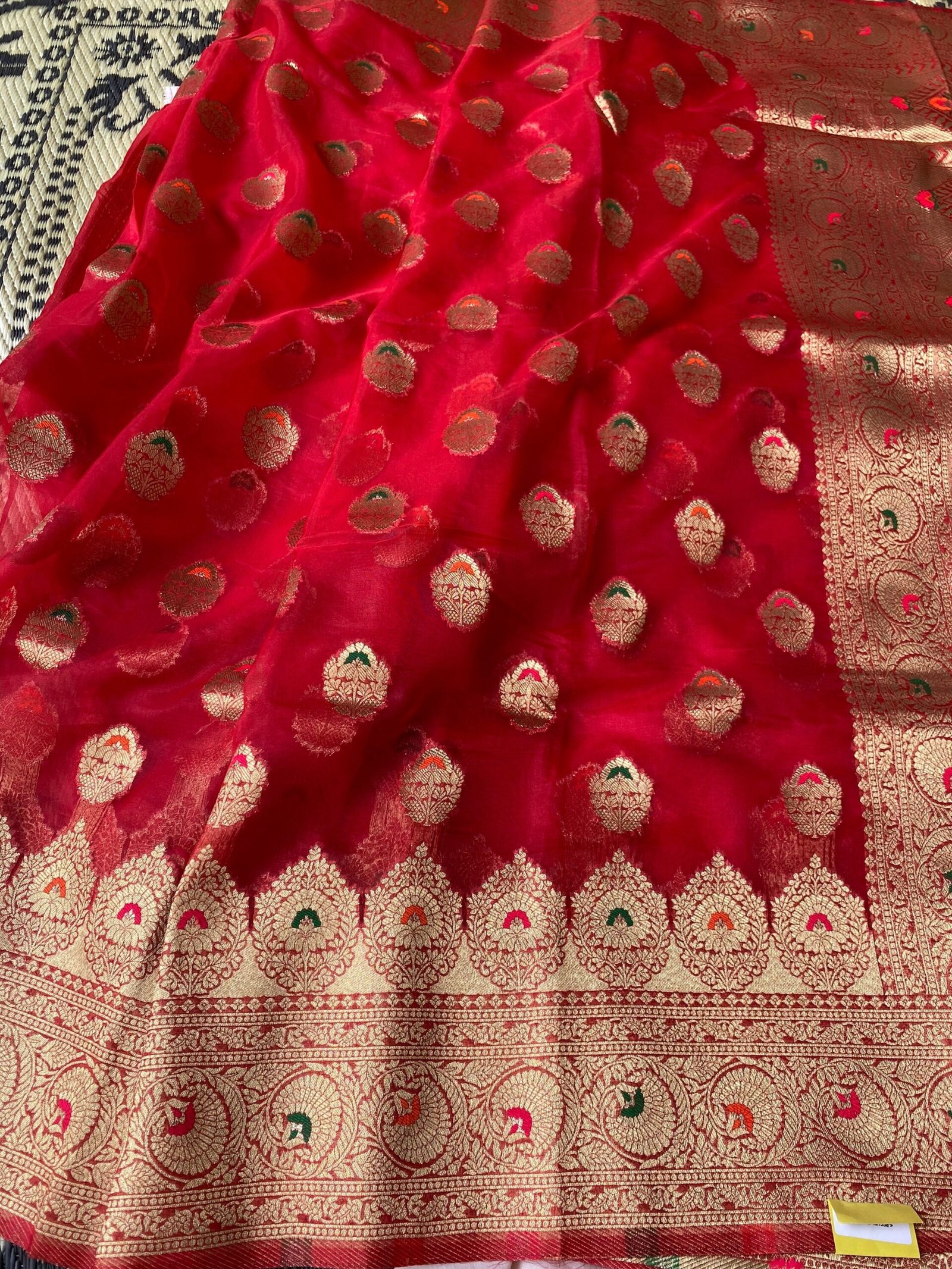 Fancy organza silksaree | traditional buti silk saree | sari with blouse set | red sari blouse |sarees USA | red silk saree with blouse